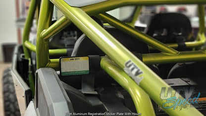Billet Aluminum Registration Sticker Plate with Mount UTV Speed