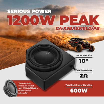 Can-Am Maverick X3 MAX Rear Passenger Side Under Seat 10” Subwoofer Enclosure | DS18