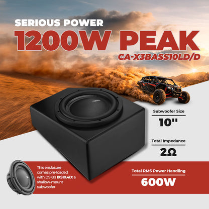 Can-Am Maverick X3 Driver Side Under Seat 10" Subwoofer Enclosure | DS18