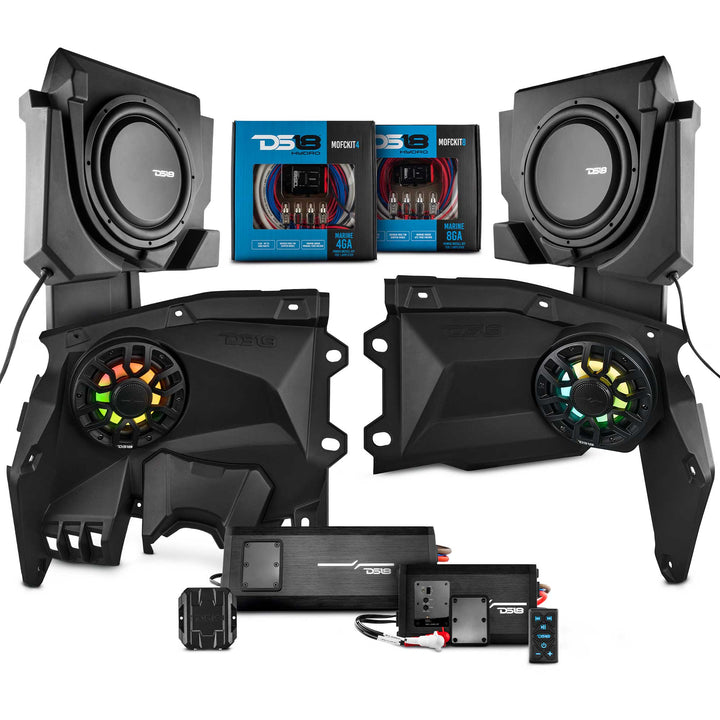 Can-Am Maverick X3 Stage 3 Audio Kit by DS18, front view