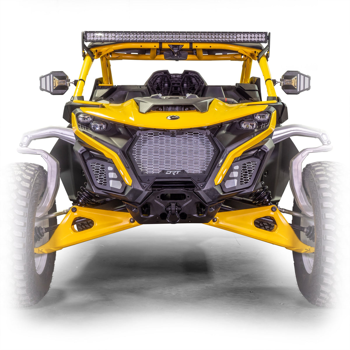 High-strength aluminum front grill kit for Can-Am Maverick R, enhanced cooling and rugged look