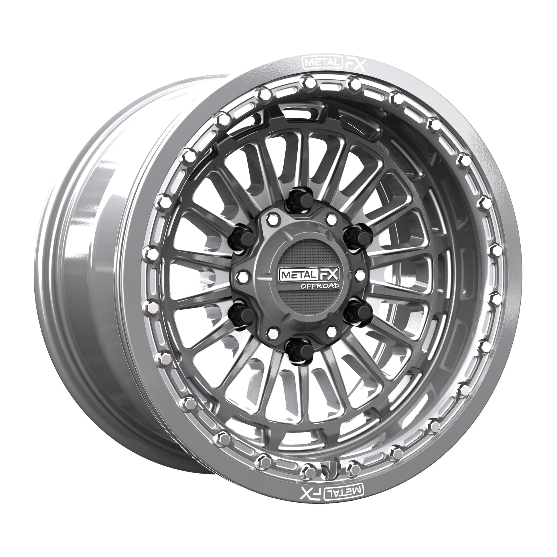 Delta 6R UTV Beadlock Wheel (Gunmetal Contrast Cut) Metal FX Offroad