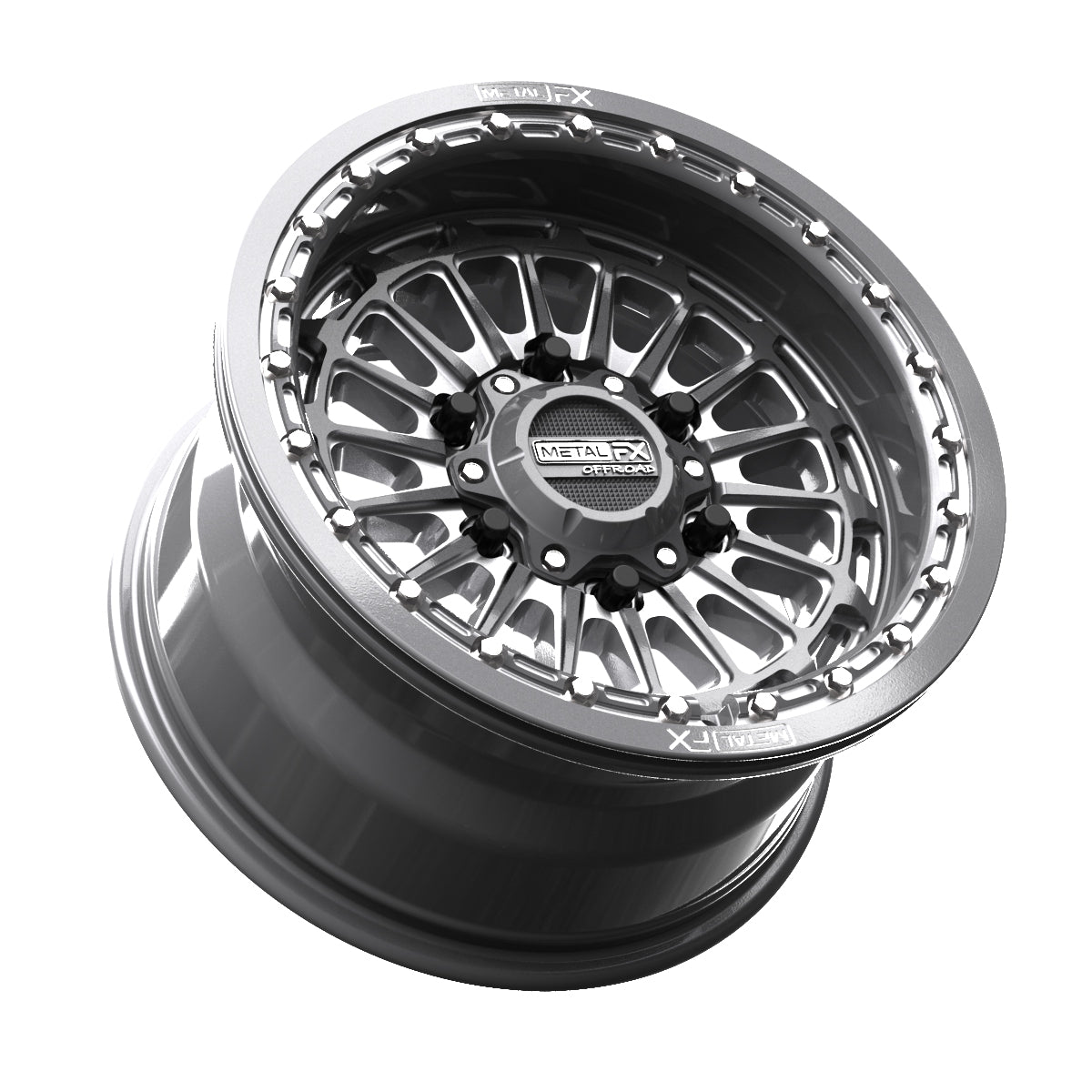 Delta 6R UTV Beadlock Wheel (Gunmetal Contrast Cut) Metal FX Offroad