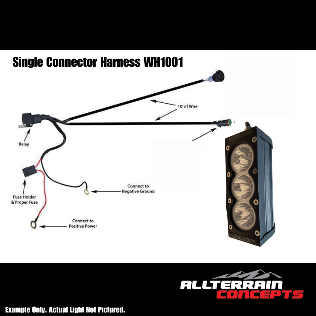 Light Bar Wiring Harness Single UTV Off-Road - Close-Up Detail | All Terrain Concepts
