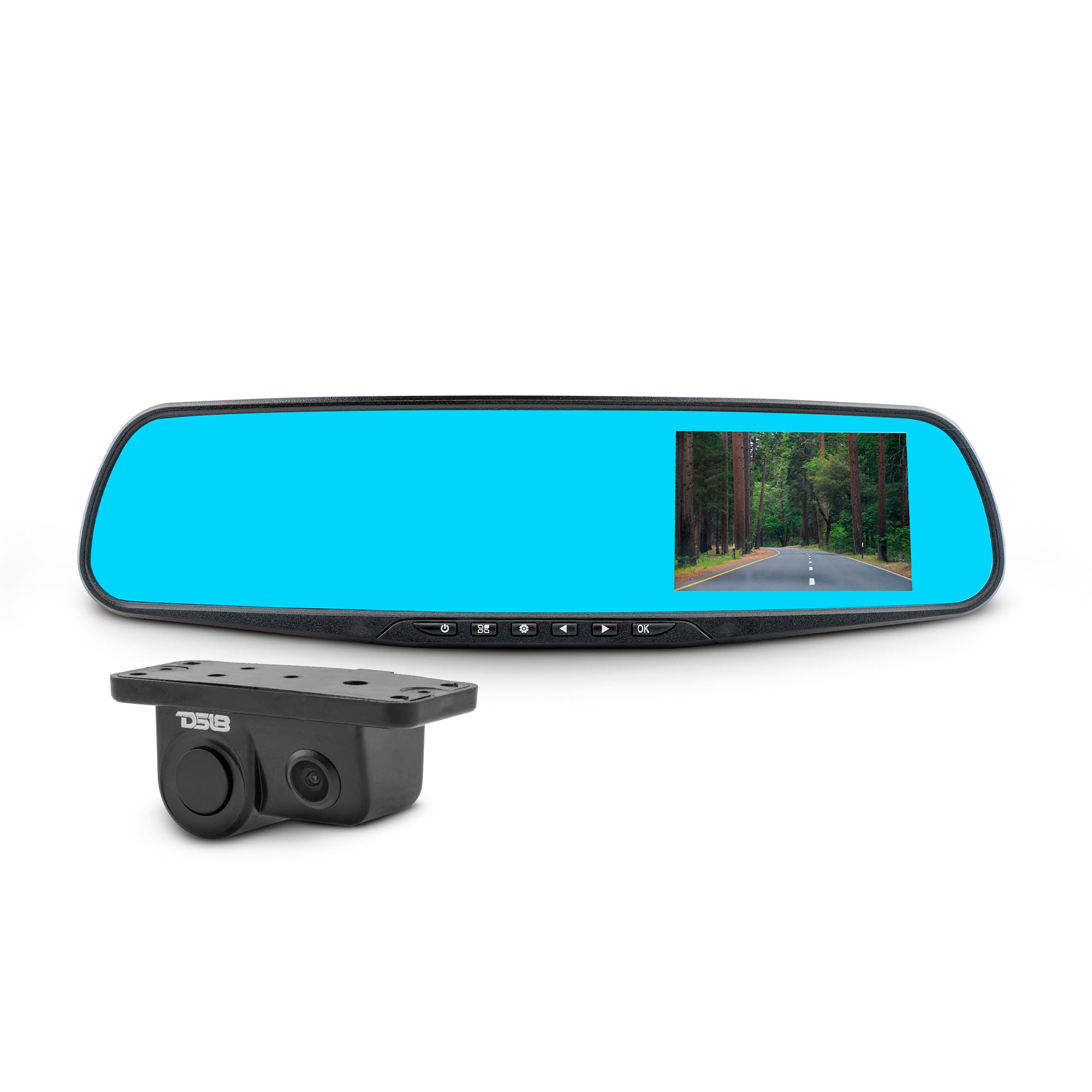 EAGLE2IN1 Rearview Mirror with 4.3" HD LCD Display and Camera by DS18, front view