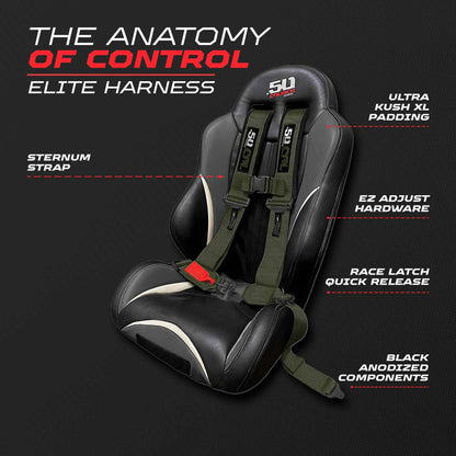 2" & 3" 4pt & 5pt Elite Series Race Latch "EZ" Adjust Harness
