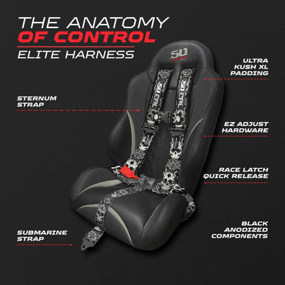 2" & 3" 4pt & 5pt Elite Series Race Latch "EZ" Adjust Harness