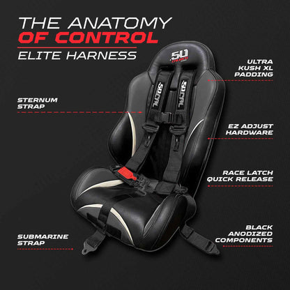 2" & 3" 4pt & 5pt Elite Series Race Latch "EZ" Adjust Harness
