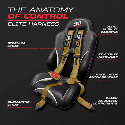 2" & 3" 4pt & 5pt Elite Series Race Latch "EZ" Adjust Harness