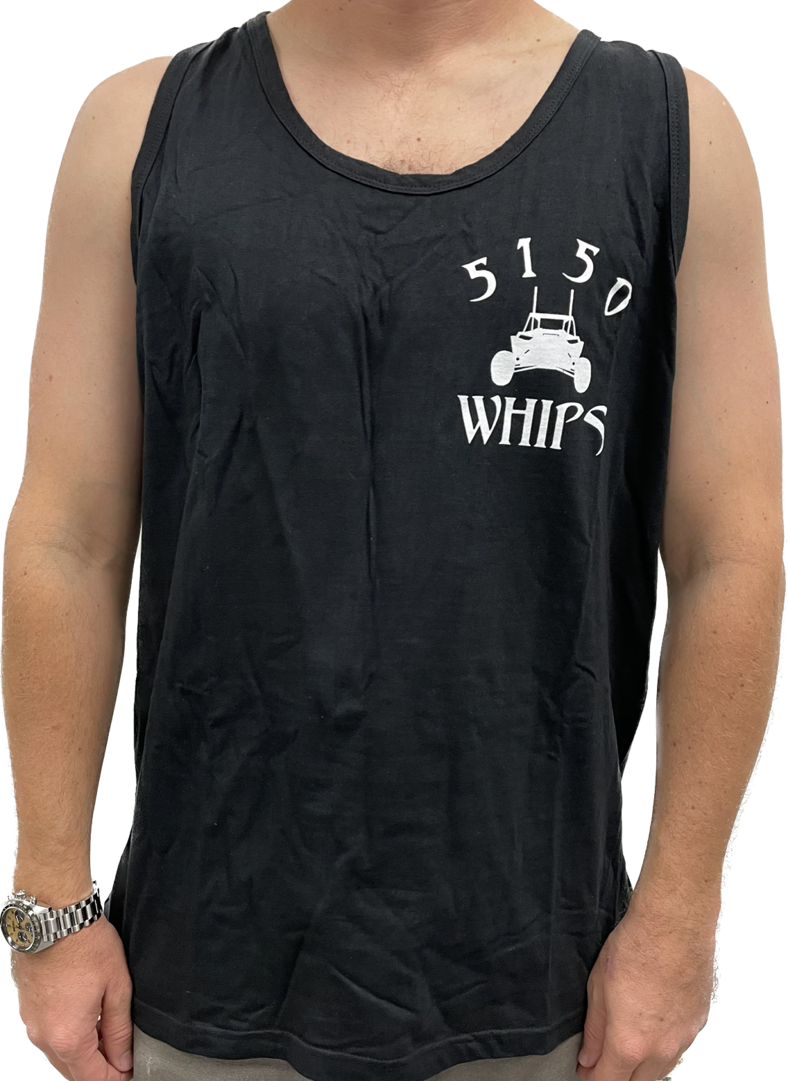 Front Black & White 5150 Whips Logo Mens Tank Top 5150 Whips