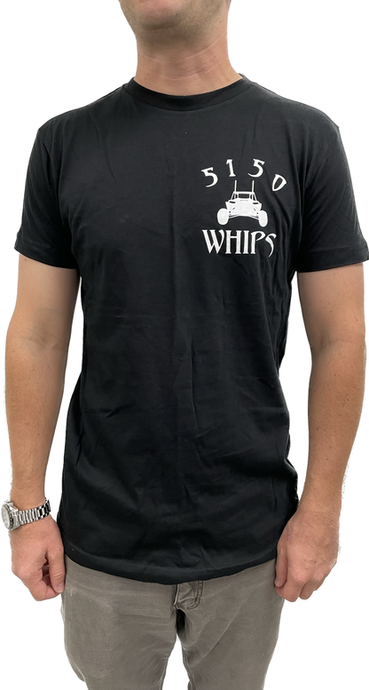 Front Black & White 5150 Whips Logo T-Shirt 5150 Whips