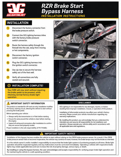 Polaris RZR Pro R / Pro XP / Turbo R Brake Bypass Harness | GGLighting