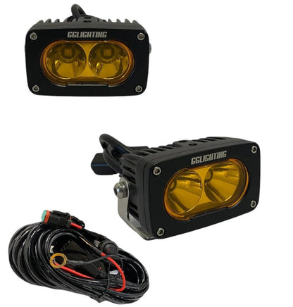 GP10 Offroad LED Light Pod Bundle Amber with Wiring Harness GGLighting