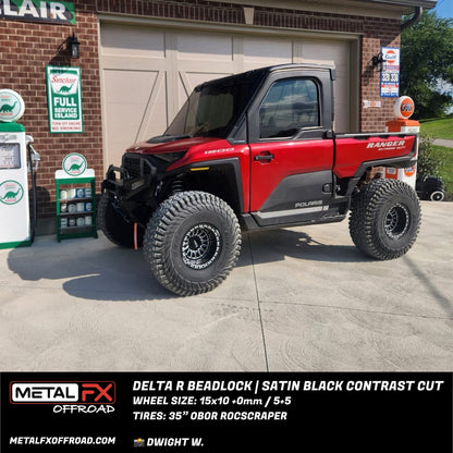 Delta R UTV Beadlock Wheel (Satin Black Contrast Cut)