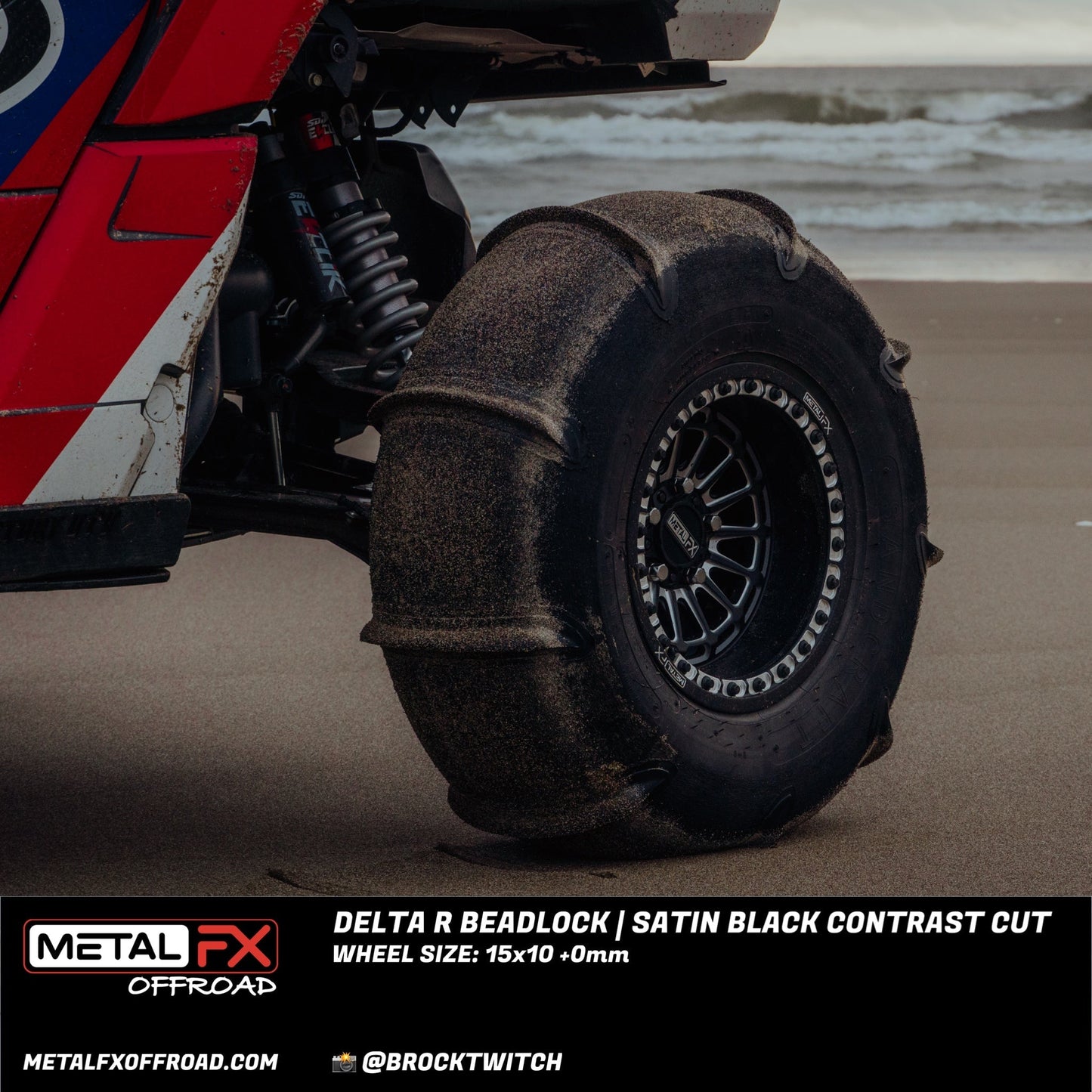 Delta R UTV Beadlock Wheel (Satin Black Contrast Cut)