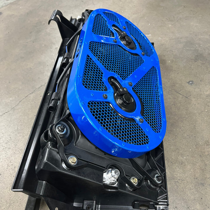 Can-Am Maverick R Transmission Cooler Fan Cover by Lone Star Racing, front view
