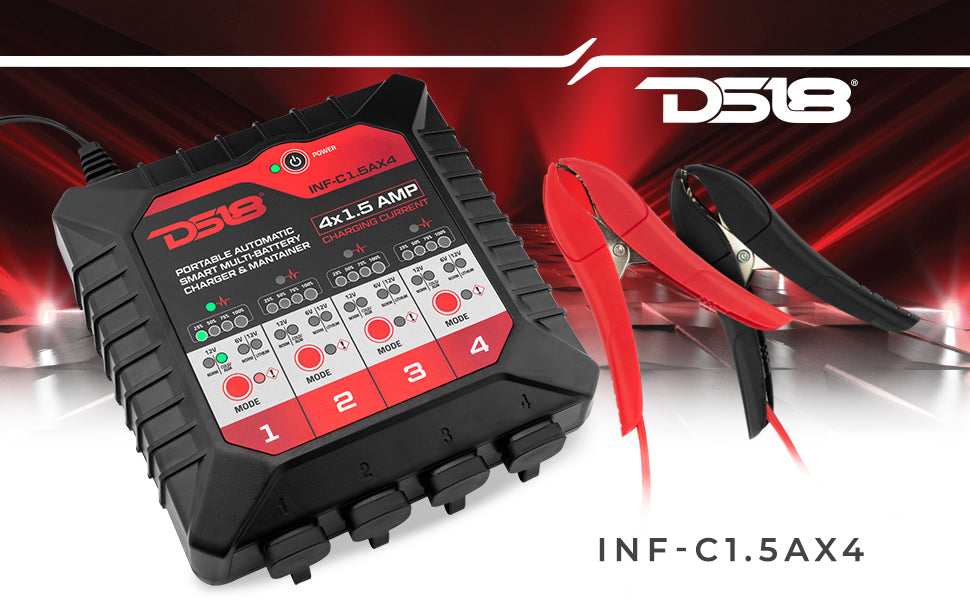 4 X 1.5 AMP Automatic Smart Battery Charger and Maintainer UTV Lighting - Full View | DS18