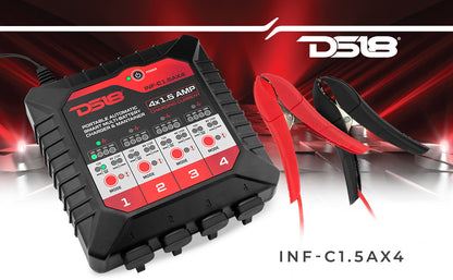 4 X 1.5 AMP Automatic Smart Battery Charger and Maintainer UTV Lighting - Full View | DS18