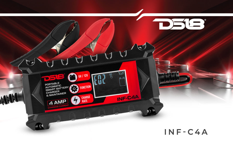 4 AMP Automatic Smart Car Battery Charger & Maintainer SxS Off-Road - Top View | DS18