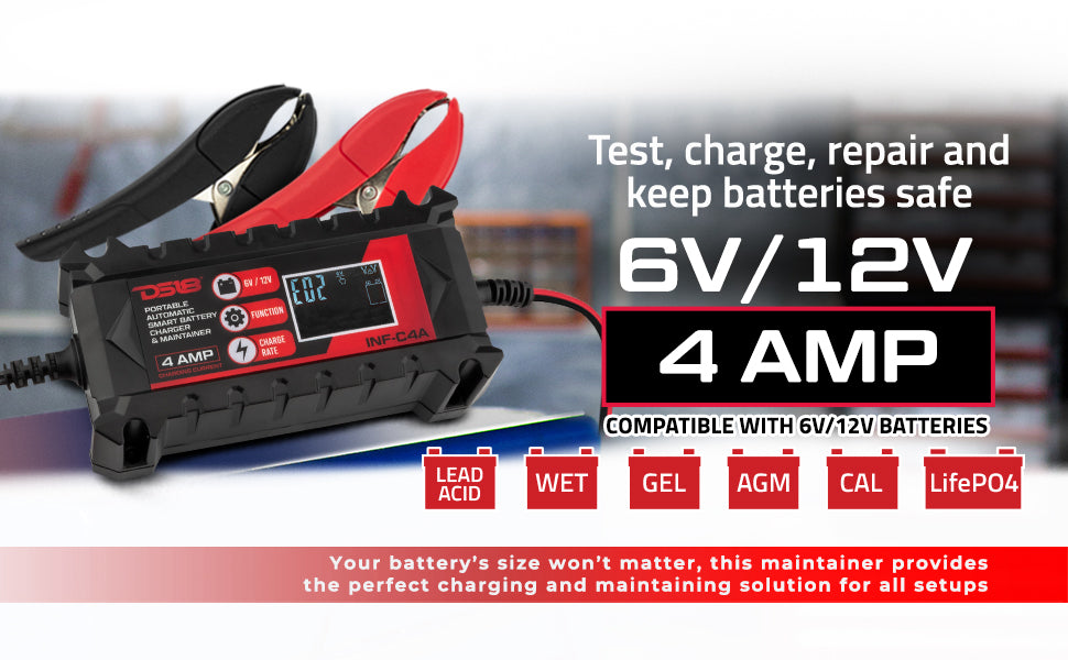 4 AMP Automatic Smart Car Battery Charger & Maintainer UTV Lighting - Studio View | DS18