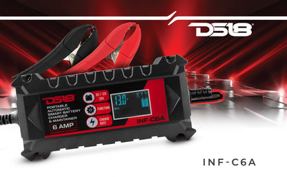 6 AMP Automatic Smart Lithium and AGM Car Battery Charger & Maintainer SxS Off-Road - Top View | DS18