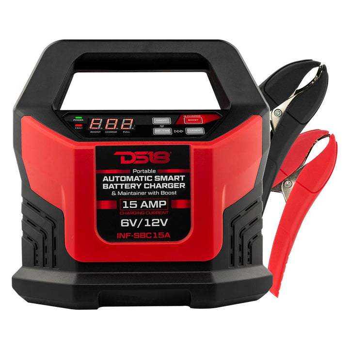 15 AMP Automatic Smart Battery Charger / Maintainer / Jump Booster by DS18, front view