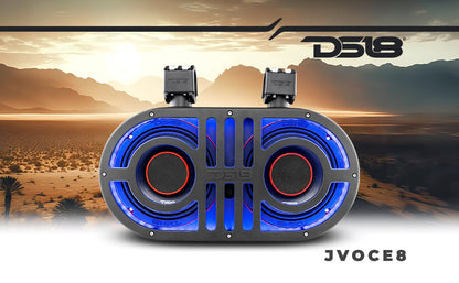 Dual 8in PRO Roll Cage Sound Bar System with LED RGB Lights Off-Road SxS - Detail Shot | DS18