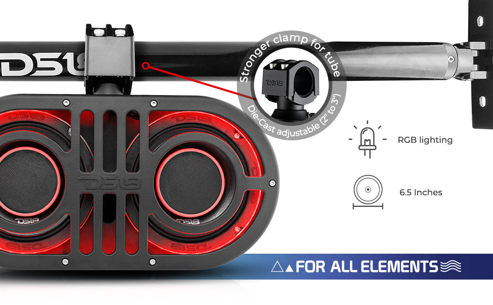 Dual 6.5" PRO Roll Cage Sound Bar System with LED RGB Lights