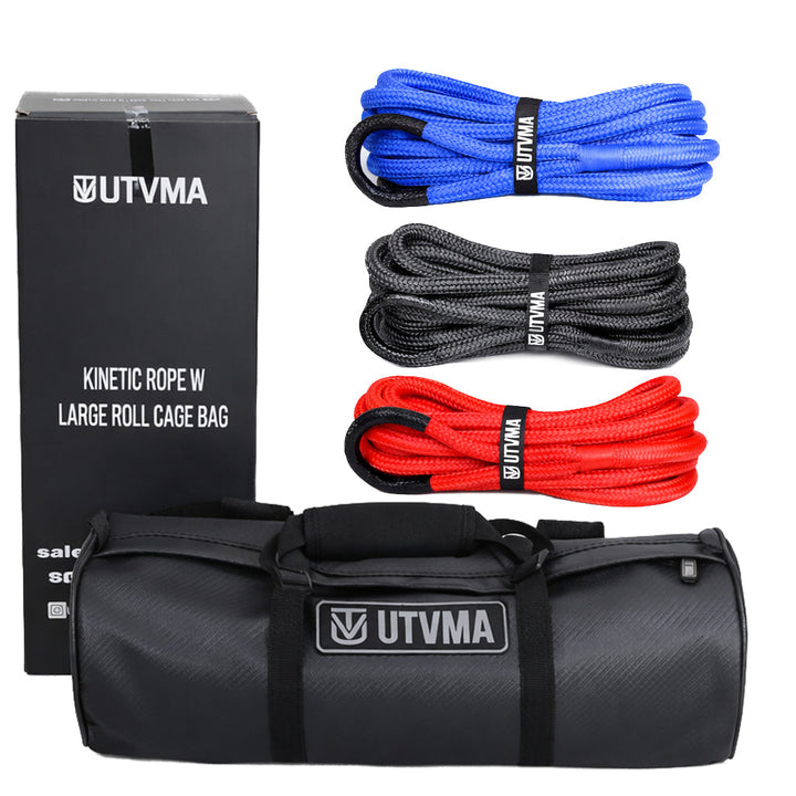 Kinetic Recovery Tow Rope with Heavy Duty Roll Cage Storage Bag by UTV Mountain Accessories