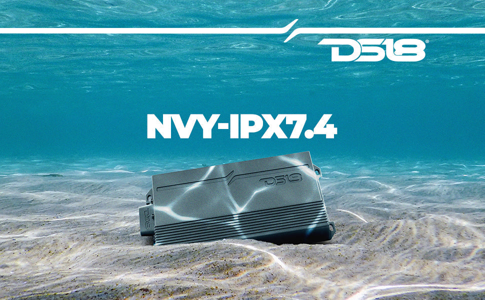 NVY-IPX7.4 Full-Range 4-Channel Powersports Amplifier UTV Lighting - Full View | DS18