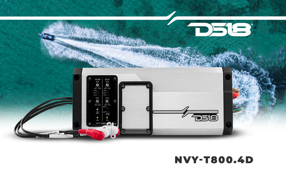 NVY-T800.4D Full-Range 4-Channel Powersports Amplifier UTV Lighting - Full View | DS18