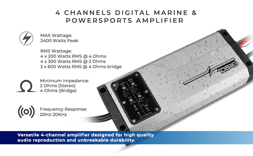 NVY-T800.4D Full-Range 4-Channel Powersports Amplifier Off-Road SxS - Detail Shot | DS18