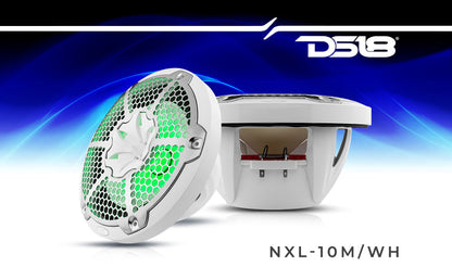 NXL 10" Coaxial Marine Speaker with RGB LED Lights (White)