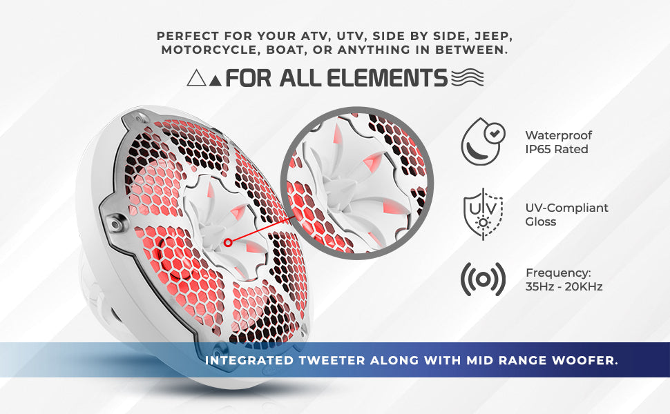 NXL 10" Coaxial Marine Speaker with RGB LED Lights (White)