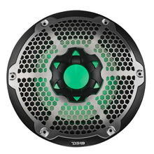 NXL 10in Marine Subwoofer with LED RGB Lights (Black) SxS - Installed View | DS18
