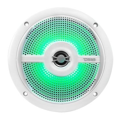 NXL 6.5" 2-Way Coaxial Marine Shallow Speaker With LED RGB Lights 25 Watts Rms 4-Ohm