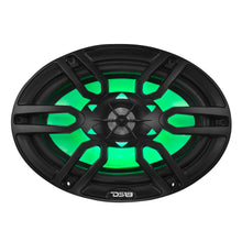 NXL 6x9in Coaxial Marine Speaker with LED RGB Lights (Black) SxS - Installed View | DS18