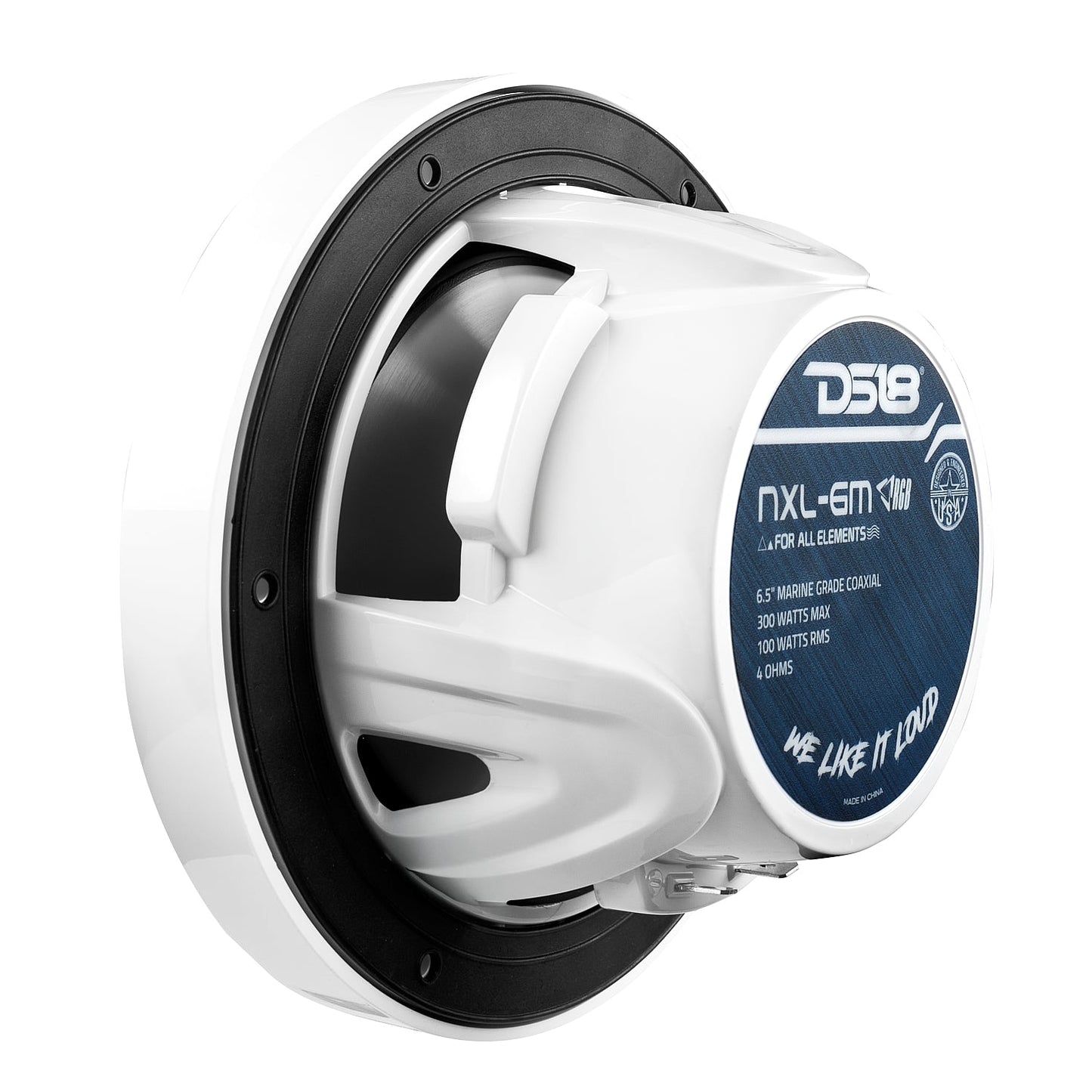 NXL 6.5" 2-Way Coaxial Marine Speaker With LED RGB Lights 100 Watts Rms 4-Ohm