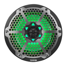 NXL 8in Coaxial Marine Speaker with LED RGB Lights (Black) SxS - Installed View | DS18
