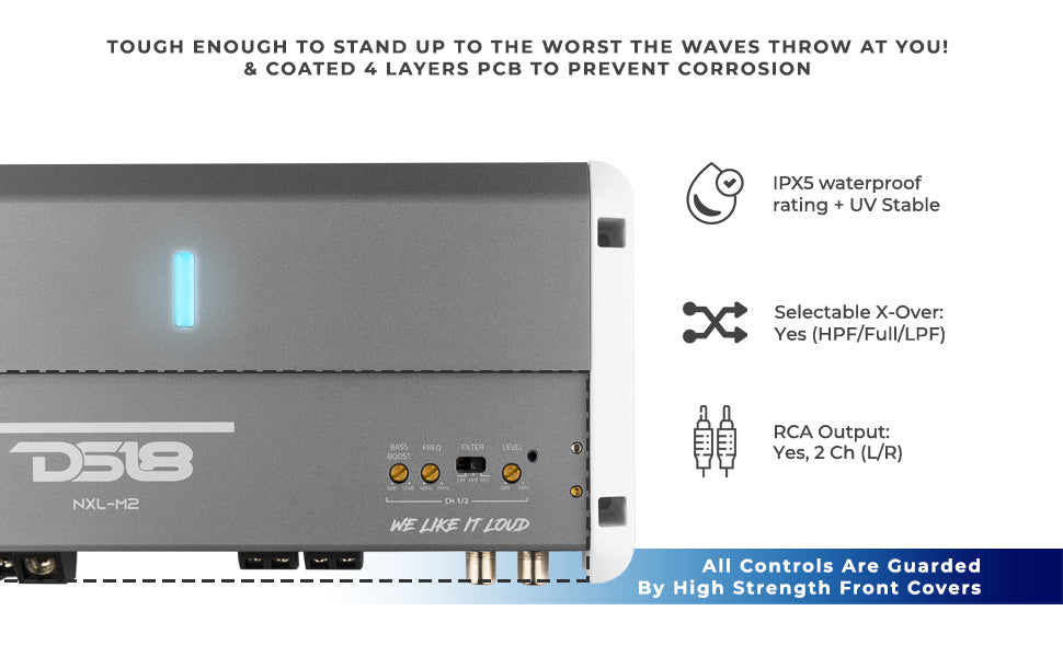 NXL-M2 Full-Range Class D 2-Channel Amplifier UTV Lighting - Studio View | DS18