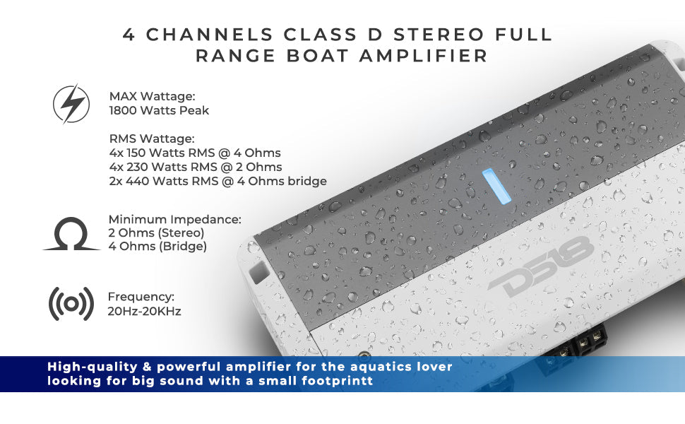 NXL-M4 Full-Range Class D 4-Channel Amplifier UTV Lighting - Full View | DS18