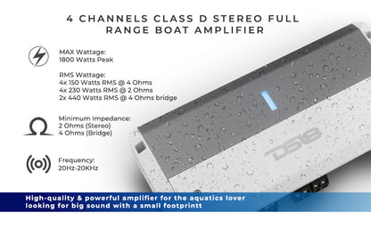 NXL-M4 Full-Range Class D 4-Channel Amplifier UTV Lighting - Full View | DS18