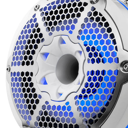 NXL 10" Neodymium Marine and Powersports Towers with Built-in Passive Radiator, 1" Driver and LED RGB Lights 300 Watts Rms -White