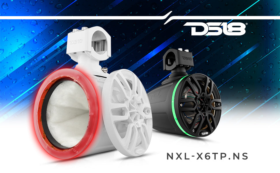 HYDRO 6.5in Cage Mount Speaker Enclosure with LED RGB Lights (Red) UTV Lighting - Full View | DS18