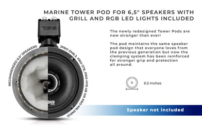 HYDRO 6.5in Cage Mount Speaker Enclosure with LED RGB Lights (Red) Off-Road SxS - Detail Shot | DS18