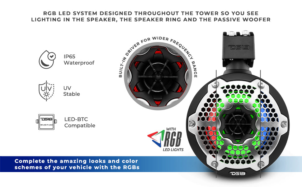 NXL-X6TPNEO 6.5in Cage Mount Speakers with LED RGB Lights SxS Part - Installed View | DS18