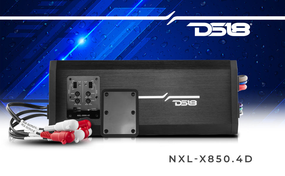 NXL-X850.4D Full-Range Class D 4-Channel Amplifier UTV Lighting - Full View | DS18