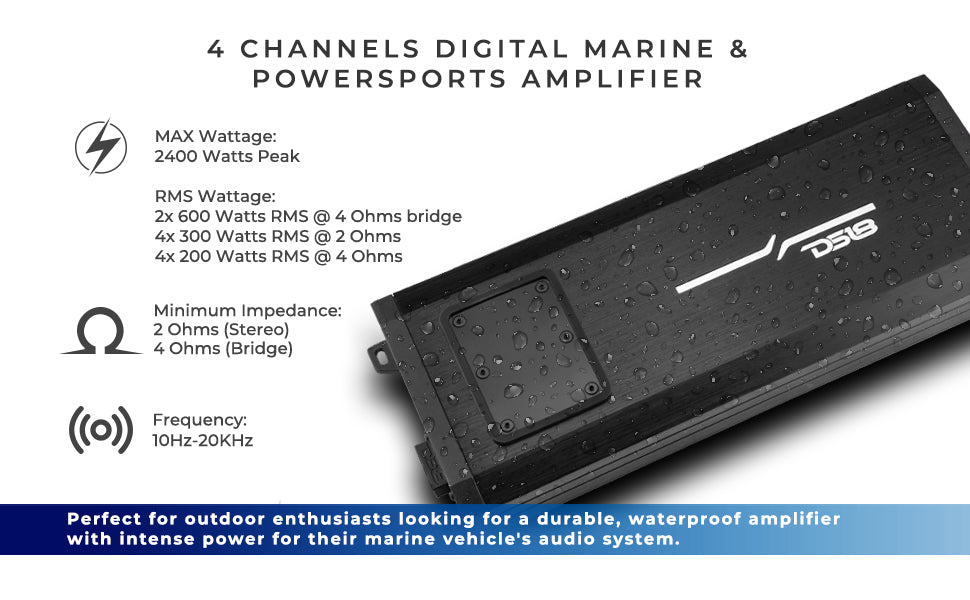 NXL-X850.4D Full-Range Class D 4-Channel Amplifier Off-Road SxS - Detail Shot | DS18