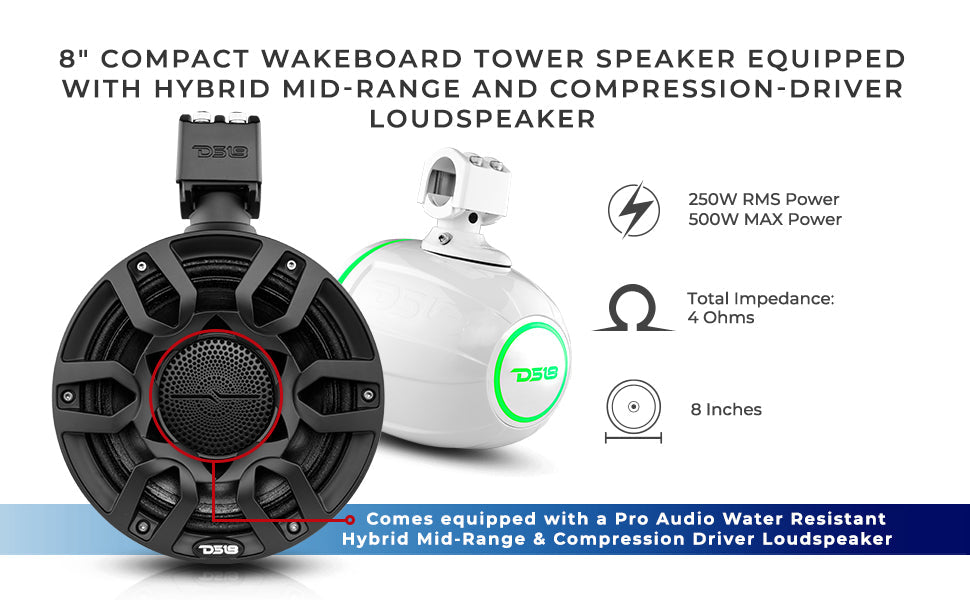 NXL-X8PRO 8in Cage Mount Speakers with RGB LED Lights SxS Off-Road - Top View | DS18