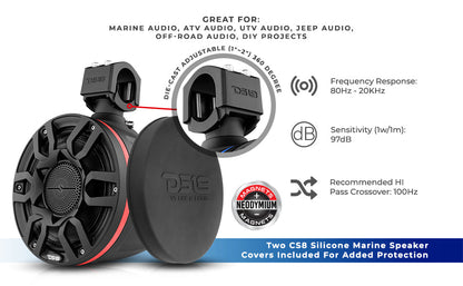 NXL-X8PRO 8in Cage Mount Speakers with RGB LED Lights Off-Road SxS - Detail Shot | DS18